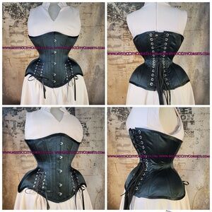 MCC15 MystiC City Corsets Conical/wide hips Black Satin Steel Boned